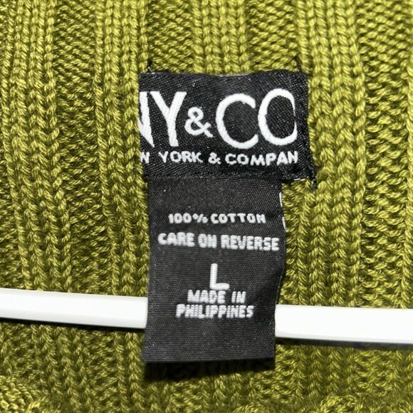 New York & Company Green High-neck Cotton Sweater(Size Large) - Picture 5 of 6